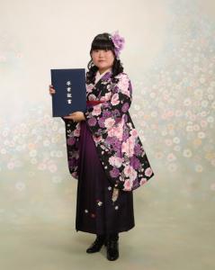 卒業式　紫八重桜